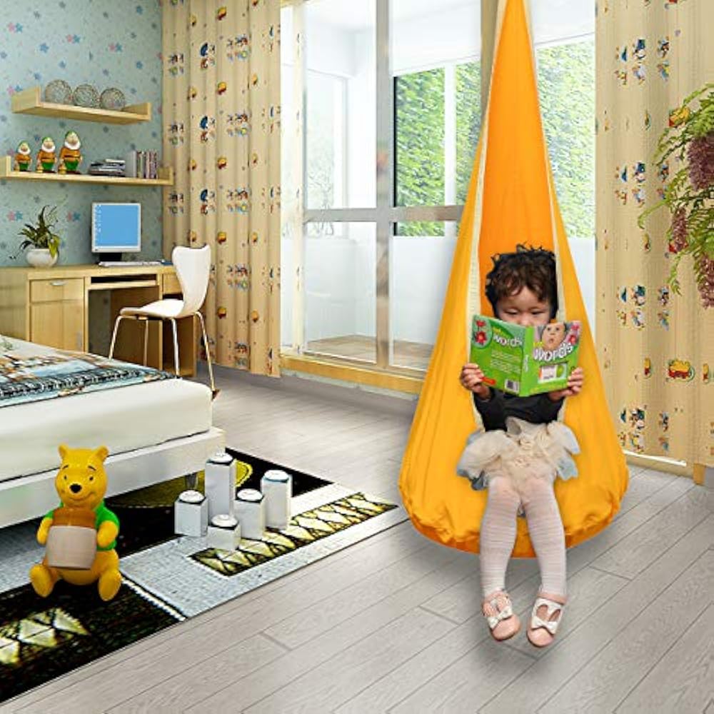 Kids Pod Swing Seat 100% Cotton Child Hammock Chair For Indoor Outdoor