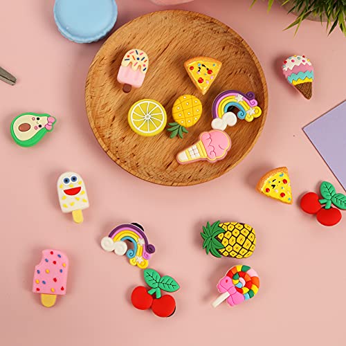 BigOtters 40 PCS Rainbow Fruit Shoe Charms, Wristband Bracelet Charms Shoe Decoration Charms Party Gift Decor for Girls and Boys Slip-ons
