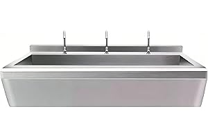 Wall Mounted Stainless Steel Trough Sink, Commercial Hand Wash Sink with Faucets, Indoor Outdoor Utility Sink with Backsplash