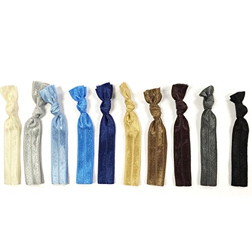 Wrapables Elastic Hair Ties Ponytail Holder (10 Pack), Cool and Neutral, Cool and Neutral