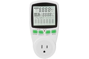 ZYYINI Power Meter Plug, 0-16A Intelligent Electricity Usage Monitor with Digital LCD Display for Energy Saving(US)