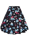 SAYM Women's High-waist Flared Pleated Print Floral A-line Midi Skirt Multi-size 27S