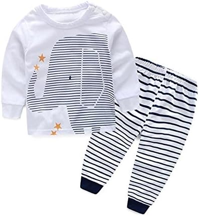 Buedvo 3pcs Newborn Baby Boys Girls Outfits ,Buedvo Striped Elephant Star Tops+ Pants +Hat (2-3Years, White)