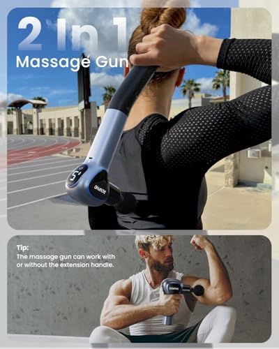 Reach Pistola de masaje con mango extensible, tejido profundo gris