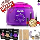 Professional Wax Warmer - KasStar Waxing Kit Hair Removal for Rapid Waxing of All Body with 4 Scents Hard Wax Beans 30 Wax Applicator Spatula Sticks 5 Protective Collars 3 Small Bowls and SPECIAL GIFT