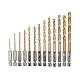 Senzeal 13PCS High Speed Steel Hex Shank Twist Drill Bits Sets