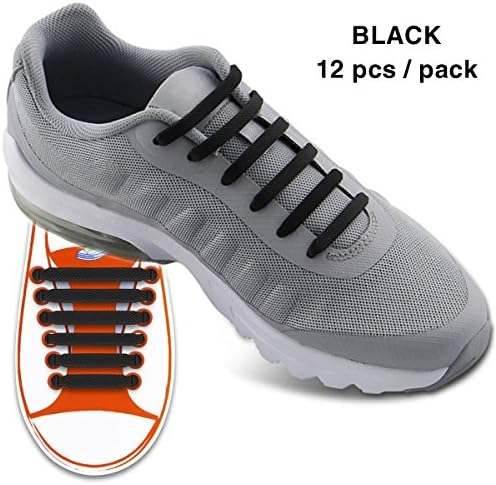 No Tie Shoelaces for Kids - Best in Sports Fan - Waterproof Silicon Flat Elastic Athletic Running Shoe Laces with Multicolor for Sneaker Boot Board Shoes and Casual