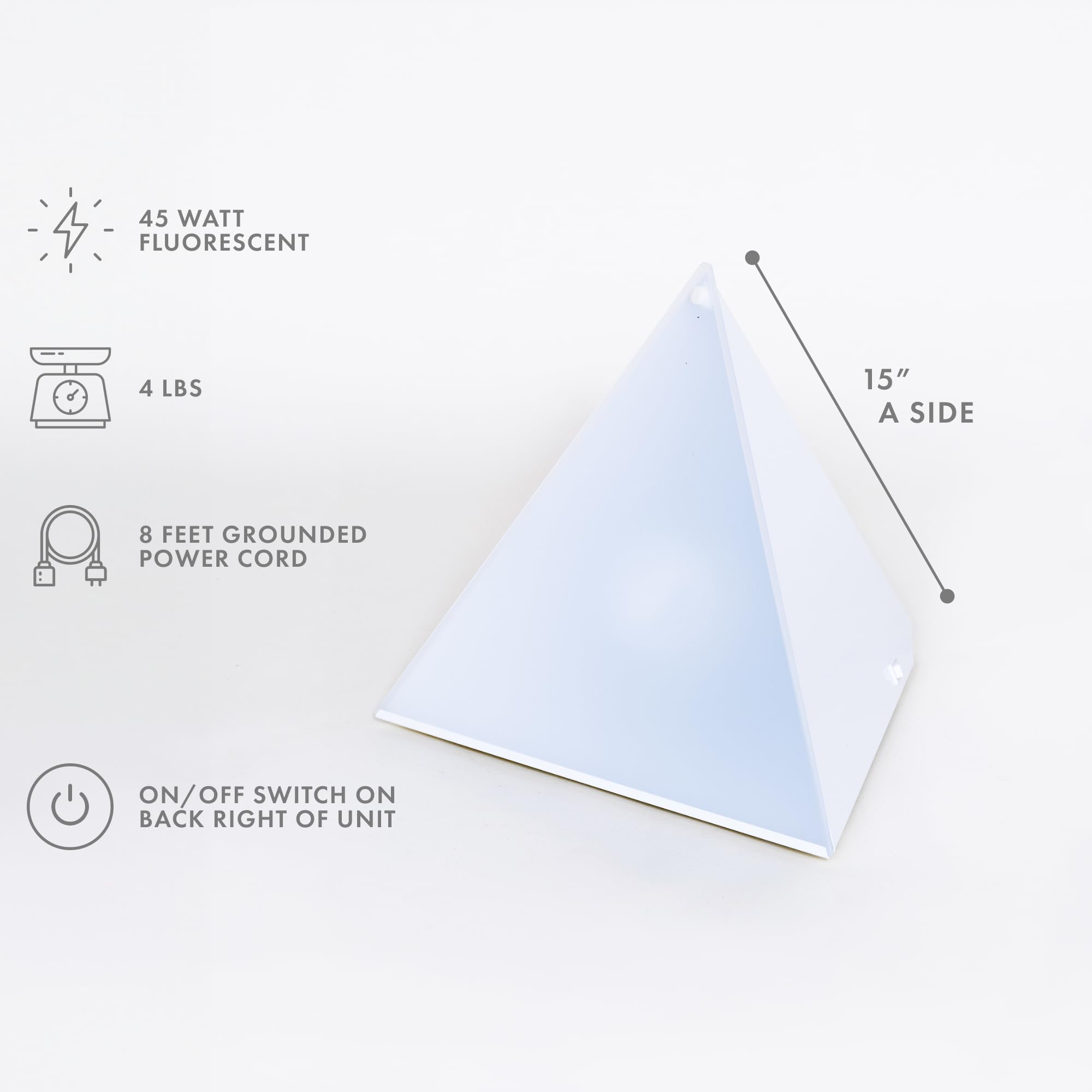 Northern Light Technologies Luxor - 10000 Lux Light Therapy Lamp - Full Spectrum Pyramid LED Lightbox Therapy Light for Natural Mood and Energy Enhancement, Sunlight Desk Lamp, White