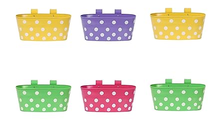 Appeasy Multicolor Metal Rust-Free Hanging Planter - Set of 5 (Oval -Diameter-13*30*15.5cm)