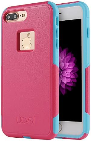 iPhone 8 Plus Case,iPhone 7 Plus Case, UOVSI [UX-8 SERIES] Anti-slip, Solid Dual Layers Radiating Silicone PC Cover for iPhone 8 plus/7 Plus (Rose Blue)