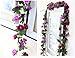 Meiliy 2 Pcs 8.2 FT Fake Rose Vine Flowers Plants Artificial Flower Home Hotel Office Wedding Party Garden Craft Art Decor, Purple