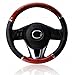 Zone Tech Steering Wheel Cover Black and Wood Premium Quality Classic Black with Wood Grain Style Cover Standard Size Auto Steering Wheel