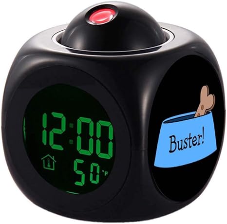 Amazon Co Jp 目覚まし時計 投影クロック プロジェクター 多機能 Ledデジタル 時間お知らせ 時間表示 音楽モード 温度計 カレンダー機能付き 078 カスタマイズ可能なボーン名の犬用ボウル 黒 ホーム キッチン