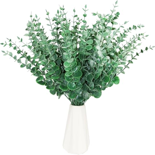 Tinsow 65 Pcs Artificial Eucalyptus Stems Bulk Faux Eucalyptuses Bulk Fake Greenery Vase Filler for Wedding Bouquet Centerpiece Home Decor (Green, 65)