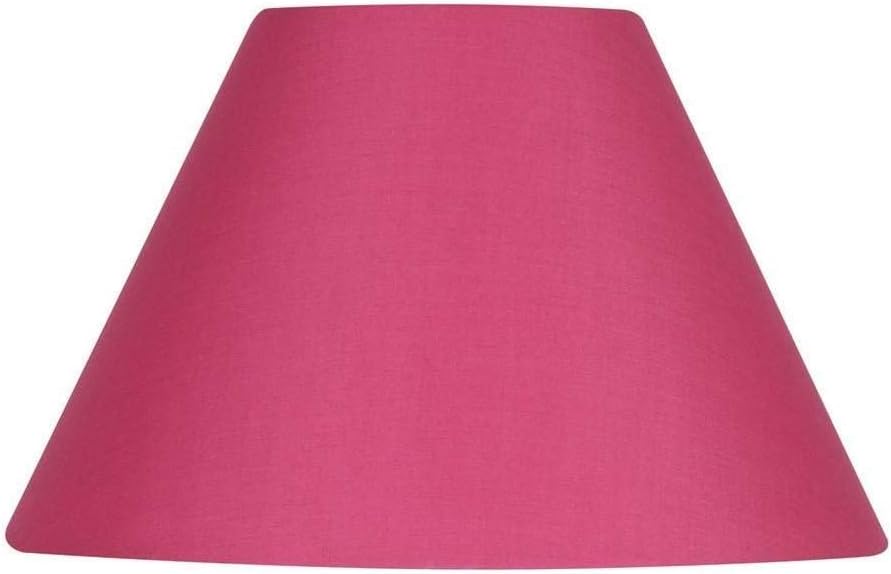 HOT PINK 14" COTTON COOLIE HARD LINED SHADE with Reversible Gimbal to Fit Table & Floor Lamps or Ceiling Rose. FREE Adaptor Fits Lamp Size BC SBC ES SES. Height 200mm x Diameter 350mm (8" x 14")