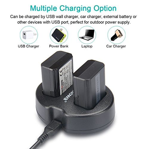 NP-FW50 Newmowa Replacment Battery (2 Pack) and Dual USB Charger for Sony NP-FW50 and Sony Alpha a3000,Alpha a6000,A6300,Cyber-Shot DSC-RX10,Cyber-Shot RX10 IV - Thumbnail 2
