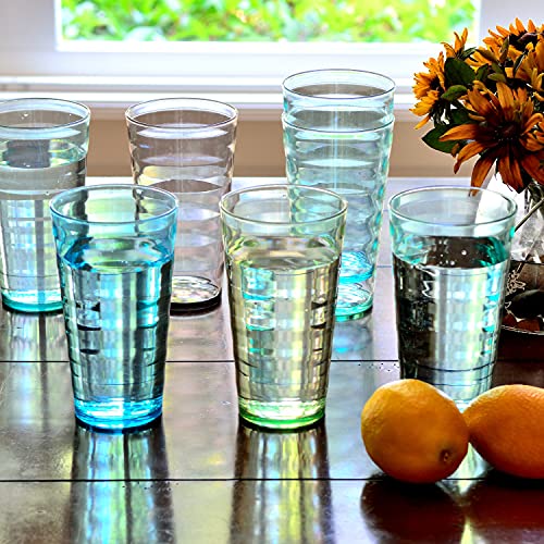 Youngever 9 Pack 20 Ounce Plastic Tumblers, Cafe BreakResistant