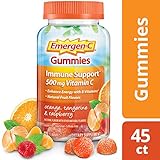 Emergen-C Gummies Dietary Supplement with 500 mg Vitamin C Per Serving, Gluten Free (Orange, Tangerine and Raspberry Flavors, 45 Count)