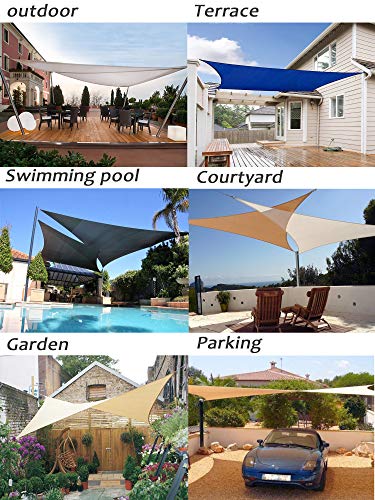 LOVE STORY Sonnensegel Wasserdicht 3x4m Rechteckig PES Polyester Sonnenschutz Windschutz Balkon Terrasse 95% UV-Schut,für Balkon Garten,Sandbeige – Bild 8