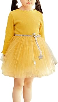 Amazon Co Jp Racazing 赤ちゃん服 無地 イエロー ワンピース 長袖 パッチワーク スター 2層チュールスカート Tutu 女の子 ドレス 幼児 子供服 女の子 キッズ服 卒業式 発表会 入園式 入学式 お嬢様 高さ 95 140cm 18ヶ月 6歳 並行輸入品 スポーツ アウトドア