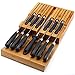 Utoplike In-Drawer Bamboo knife block Drawer Knife Organizer and Holder,Store up to 12 knives and 1 Sharpening Steel (Not Included)