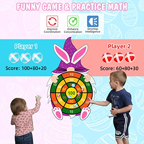 Easter Theme Dart Board Game Set, Gnome Party Board Games with 12 Stick