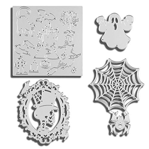 Halloween Cutting Dies, Skull Spider Web Ghost Stencil Die Cuts for Card Making DIY Craft and Gift Wrapping