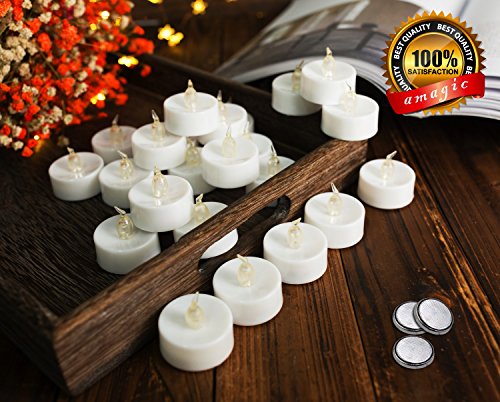 AMAGIC 48-Pack Battery-Operated Flameless LED Tealight Candles – Realistic Flicker, Pre-Installed CR2032 Batteries, 200+ Hour Life, For Weddings, Parties, Home Decor