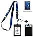 Wolf and The Moon Print Lanyard with PU Leather ID Badge Holder Wallet with 3 Card Pockets, Safety Breakaway Clip & Matching Note Card. Carabiner Keychain Flashlight. Three Wolf Moon Parody.