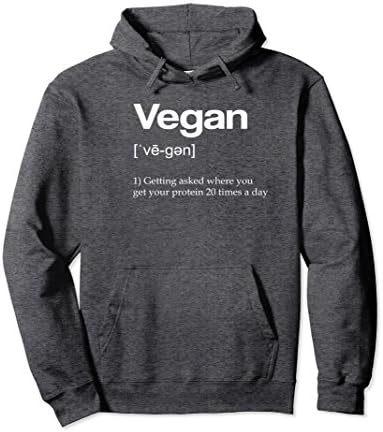 Unisex Vegan Protein Definition Pullover Hoodie Funny Vegan apparel Small Dark Heather