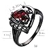 Bamos Women's Red Lab Stone Heart-Shaped Best Friend Black Gold Plated 7MM7MM Promise Womens Rings Size 6-10