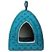 Hollypet Self-Warming 2 in 1 Foldable Comfortable Triangle Cat Bed Tent House, Blue