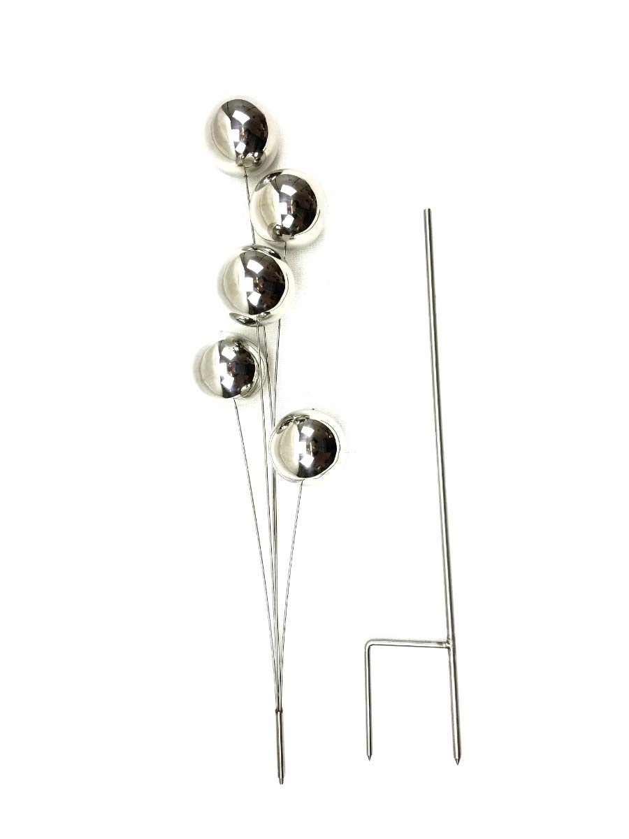 SK Style Stainless Steel Gazing Ball Spray Garden Stake - 5 Ball Design