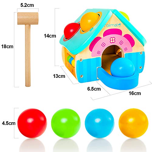 image for rolimate Pounding Wooden Toy House with Toy Hammer, Unique Design for 