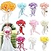 6 Bunch of Bouquet, AerWo White Foam Roses Silk Ribbon Bouquet Handmade Rhinestone Diamante Artificial Flower Bridal Bridesmaid Brooch Wedding Bouquet Decoration