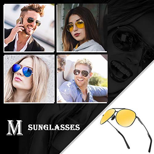 Aviator Sunglasses for Men Polarized Women-MXNX UV Protection Lightweight Driving Fishing Sports Mens Sunglasses MX208-(Gun/Night Vision Lens) - Thumbnail 2