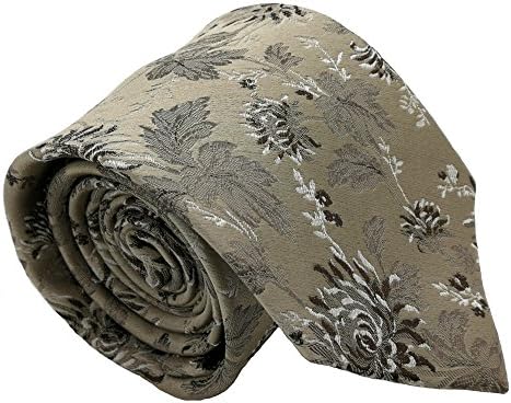Qobod necktie jacquard mens silk neckties men gift box neutral flower long floral vintage