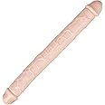11.8 * 1.37 Inches Double Dildo Crystal Jelly Realistic Anal Long Dildo Penis Soft and Flexible with Veins and Glans Adult Sex Toys for Women/Men/Lesbian Colour of Light Brown