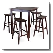 Counter Height Dining Sets Winsome's Parkland 5-Piece Square High/Pub Table Set in Antique Walnut Finish
