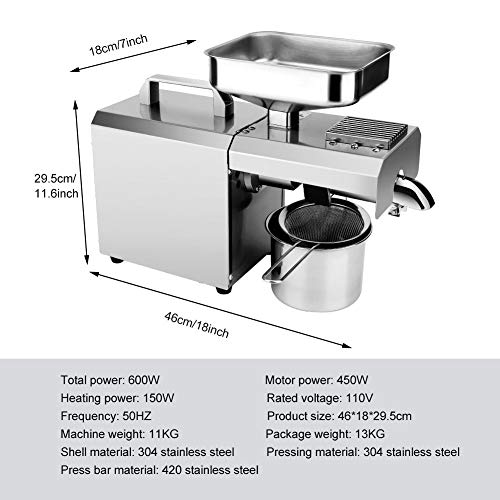 Home Commercial Peanut Oil Press Machine Automatic Oil Extractor Rapeseed Presser Organic Pumpkin Expeller for Castor Coconut Olive Canola Avocado Sunflower