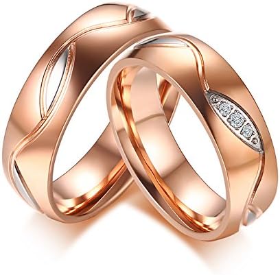 18K Rose Gold Jewelry Promised Stainless Steel Wedding Couple Rings For Men &amp; Women (9)