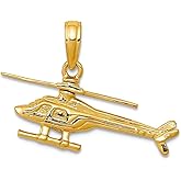 JewelryWeb 14k Yellow Gold Polished Moveable 3-D Helicopter Pendant Necklace 15x25mm Pendant for Women