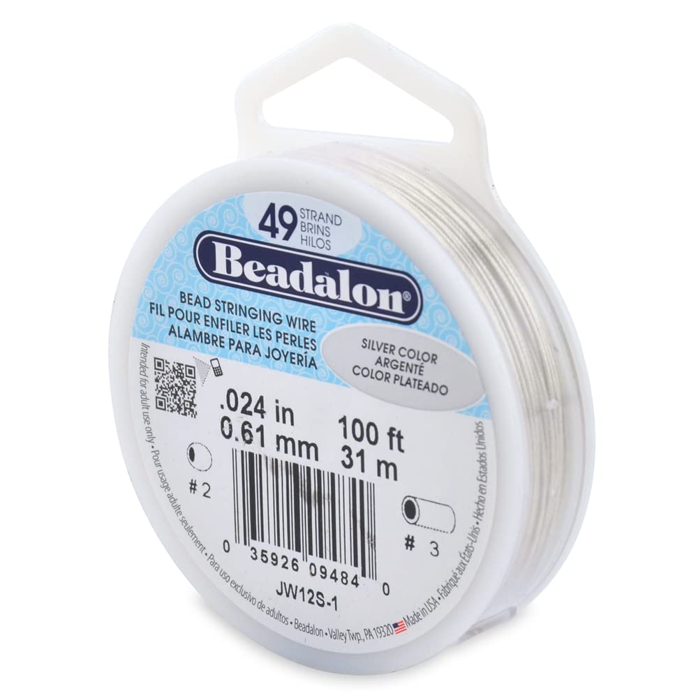 Beadalon 0.61 mm Diameter 31 m Reel 49 Strand Wire, Silver