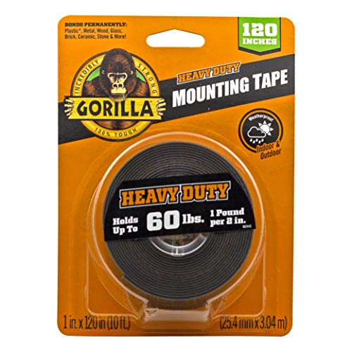 Gorilla Heavy Duty Double Sided Mounting Tape XL, 1" X 120", Black