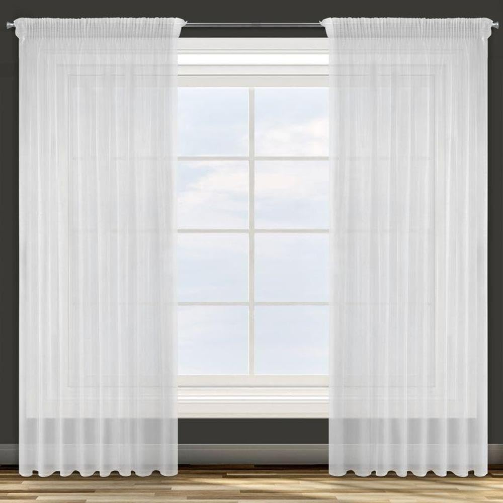 Eurofirany Smooth Transparent Ruffle Tape Shimmering Glitter Curtains Modern Simple Bedroom Children's Room Living Room White 135 x 270 cm