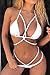 QINSEN Women Sexy Halter Bikini Sets Criss Bandage 2PCS Bathing Suit White L