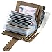 RFID Blocking Genuine Leather Business Card Holder for men-20 Credit Card Slots-Vintage Namecard Wallet Button (Khaki)