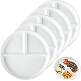 LRUUIDDE (5 Pack) Portion Control Plate for Balanced Eating, 9" Unbreakable Divided Plates,3 Compartment Plates, Reusable Plastic Plates, BPA Free for Kids Adults (White)