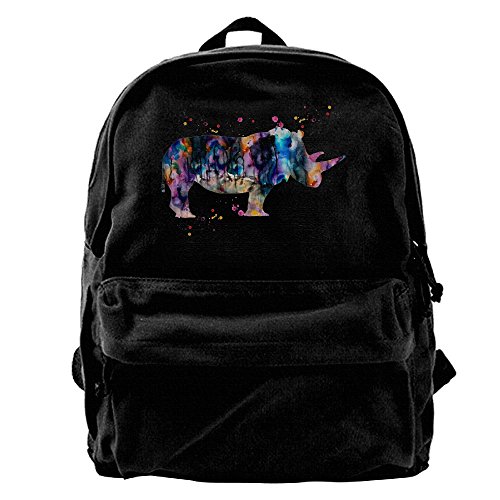 Colorful Rhino Unisex Classic Water Resistant School Rucksack Travel Backpack Laptop