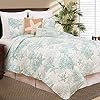 C&F Home Ocean Treasures Coastal Blue Starfish Sand Dollar Coral Beach House Condo Queen 3 Piece Reversible Quilt…